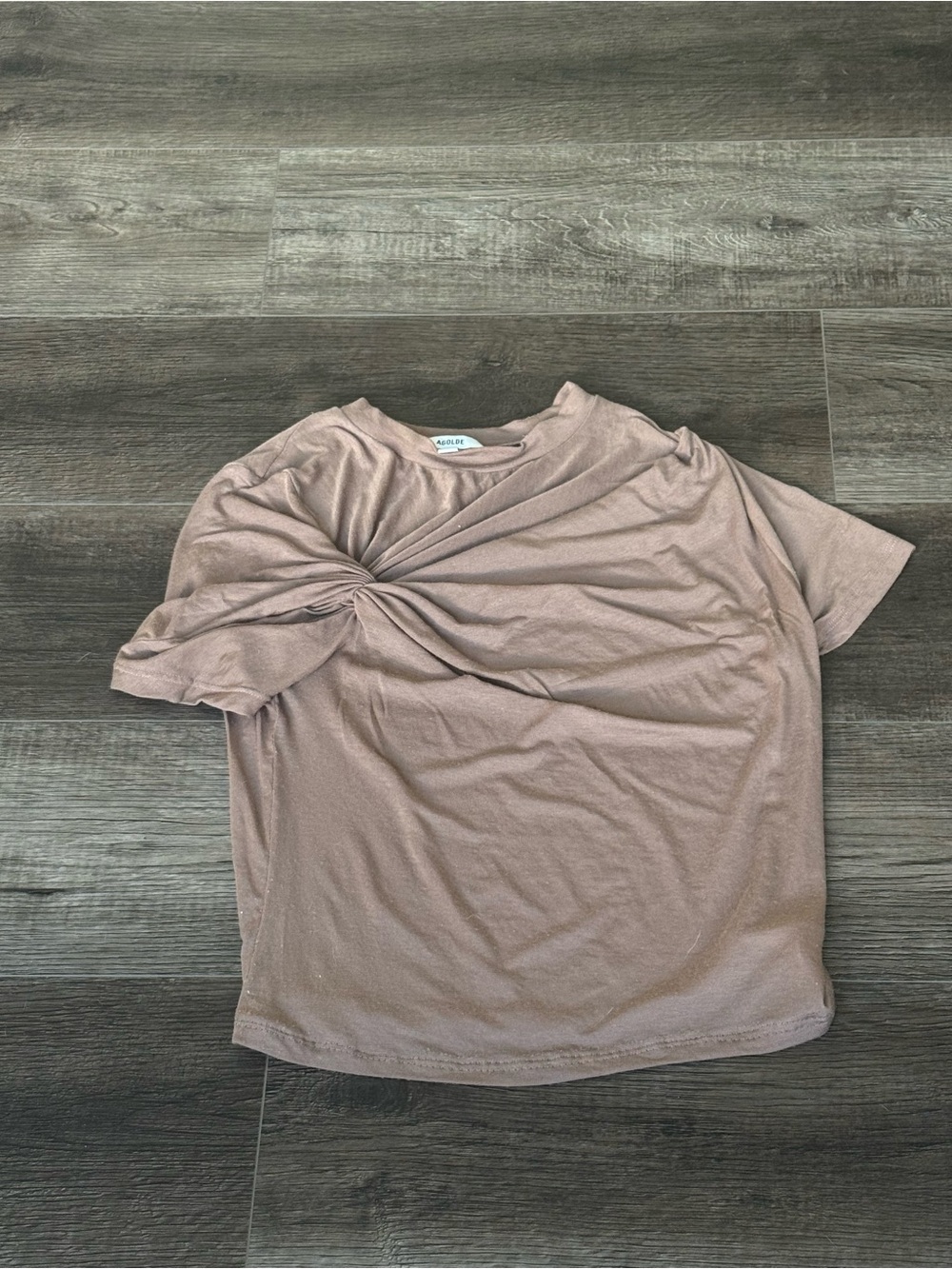 Agolde Twist Knot Short Sleeve Top - Taupe Blush